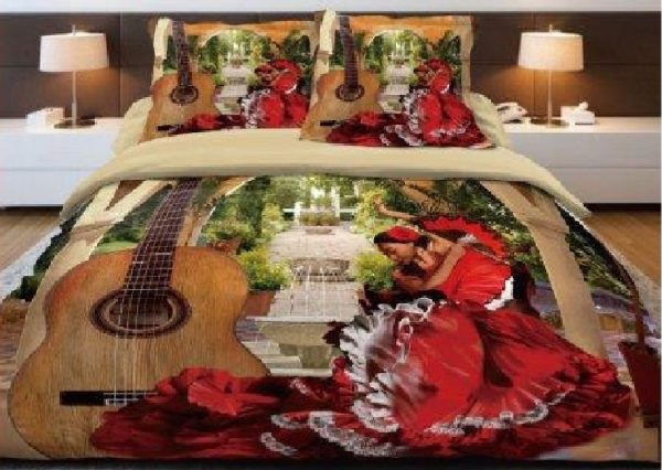 Parure de lit voyageur dessin flamenco